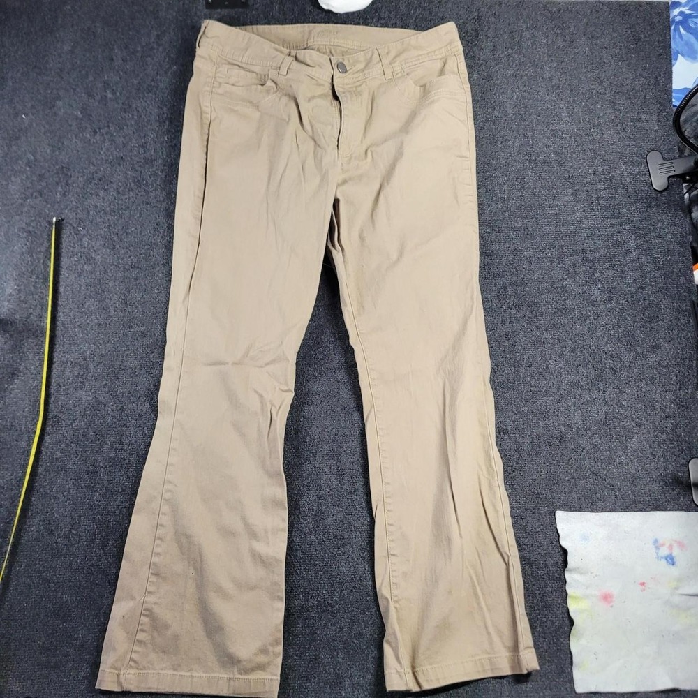 Riders by Lee Women Tan Khaki Low Rise Flare Cotton Stretch Pants 16 M 130N493